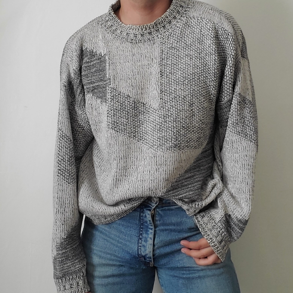 Vintage Grey Color Block Sweater
